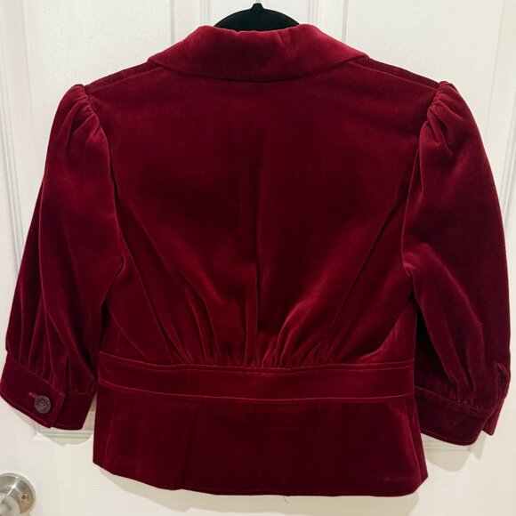 SUSANA MONACO DARK RED/BURGUNDY VISCOSE CROPPED JACKET - Picture 3 of 9